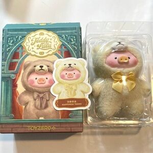 LULU THE PIGGY Vintage Teddy Shop Plush Vinyl Pendant HAPPINESS TEDDY YELLOW